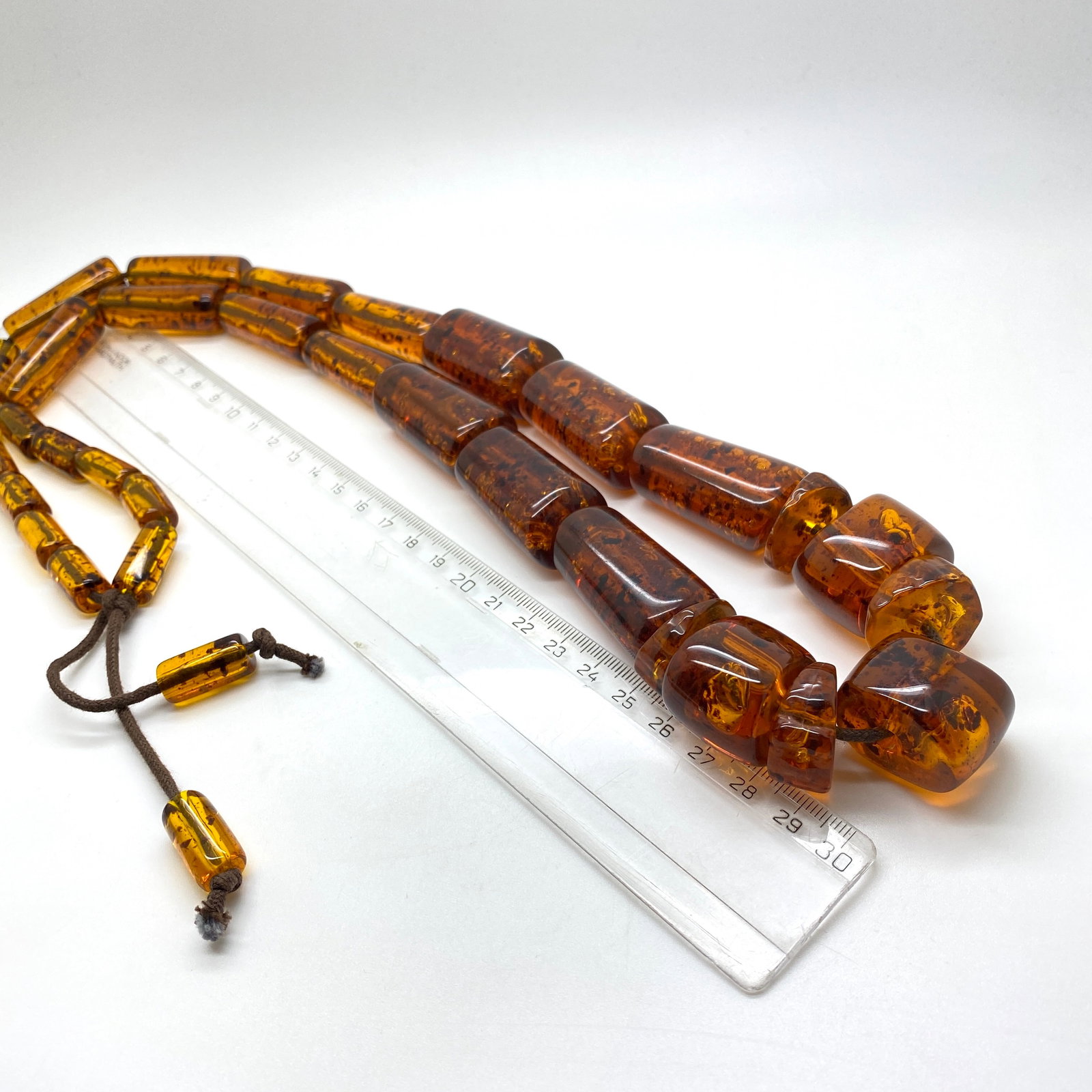 Magnificent Vintage Amber Necklace made from Barrel shaped Amber beads - 7