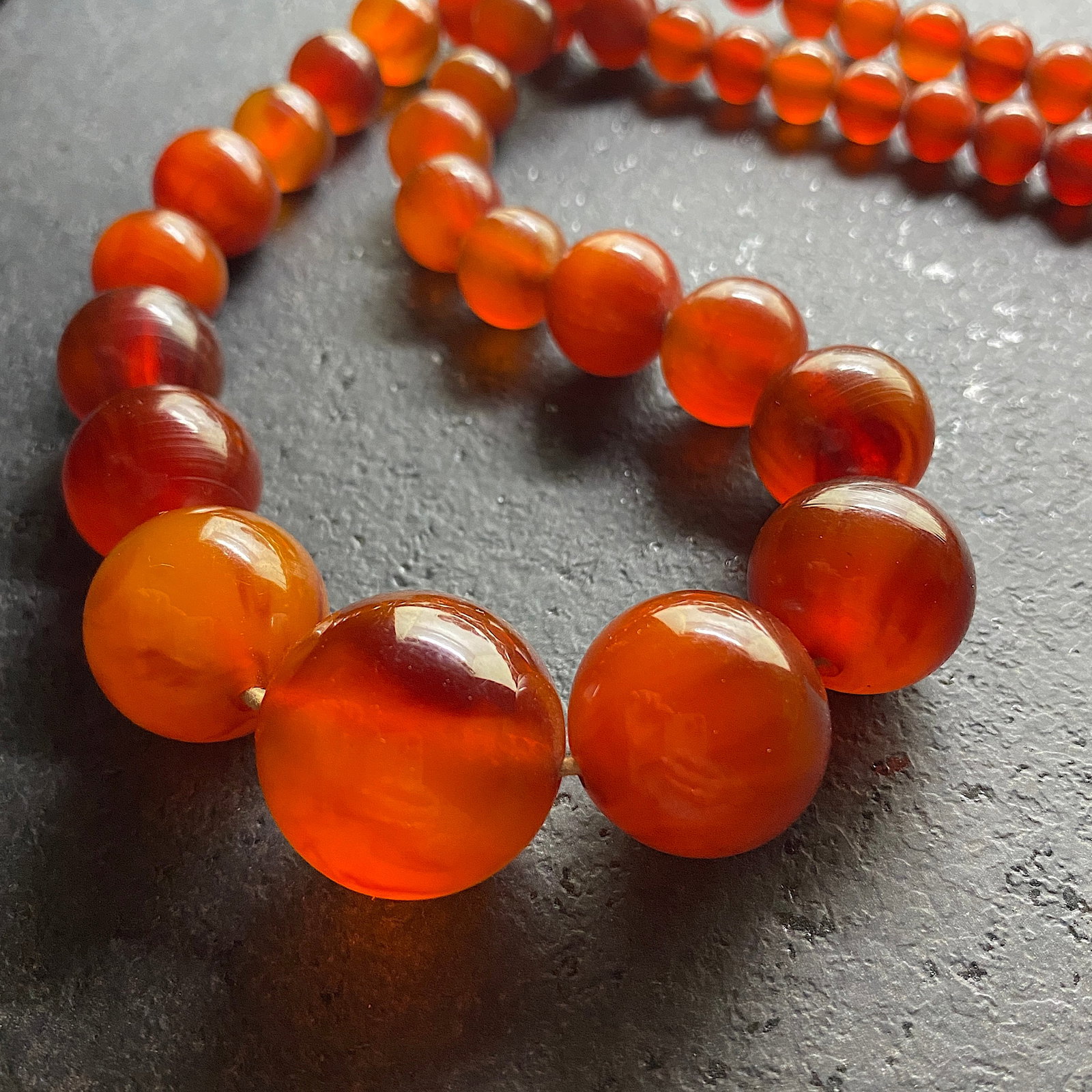 Antique Bakelite Necklace made from Round Bakelite beads - 6