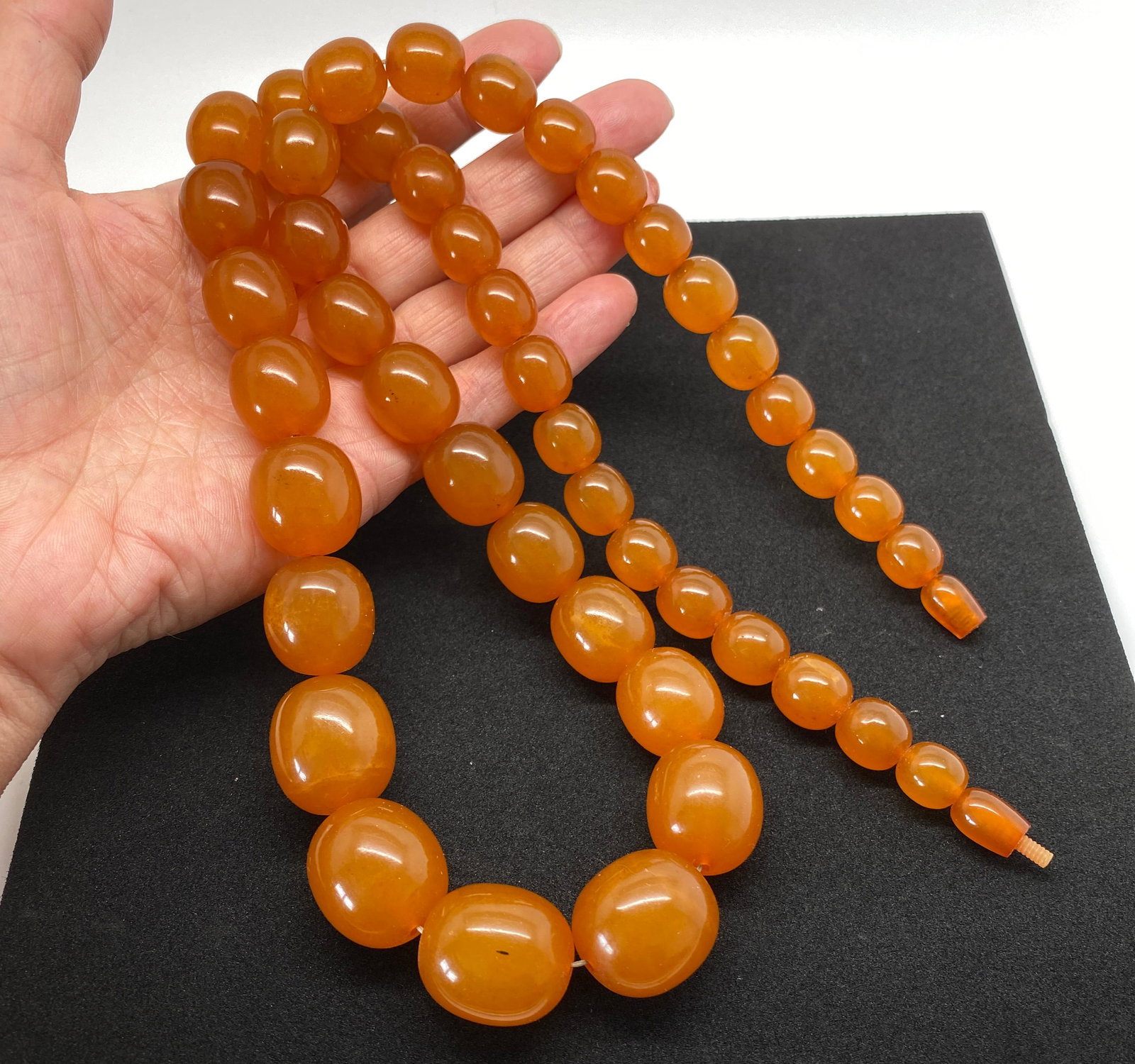 Outstanding Unique Antique Amber Necklace made from Oval shaped Amber beads - 6