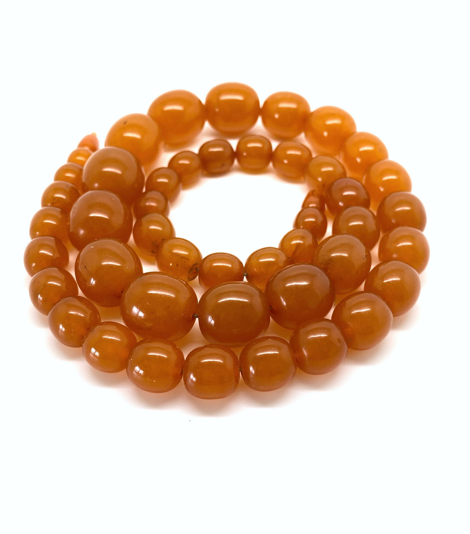 Outstanding Unique Antique Amber Necklace made from Oval shaped Amber beads - 8