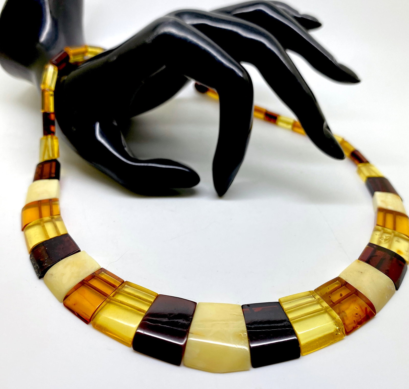 Amazing Amber Floral Necklace made from leaf like bead ornaments - 2