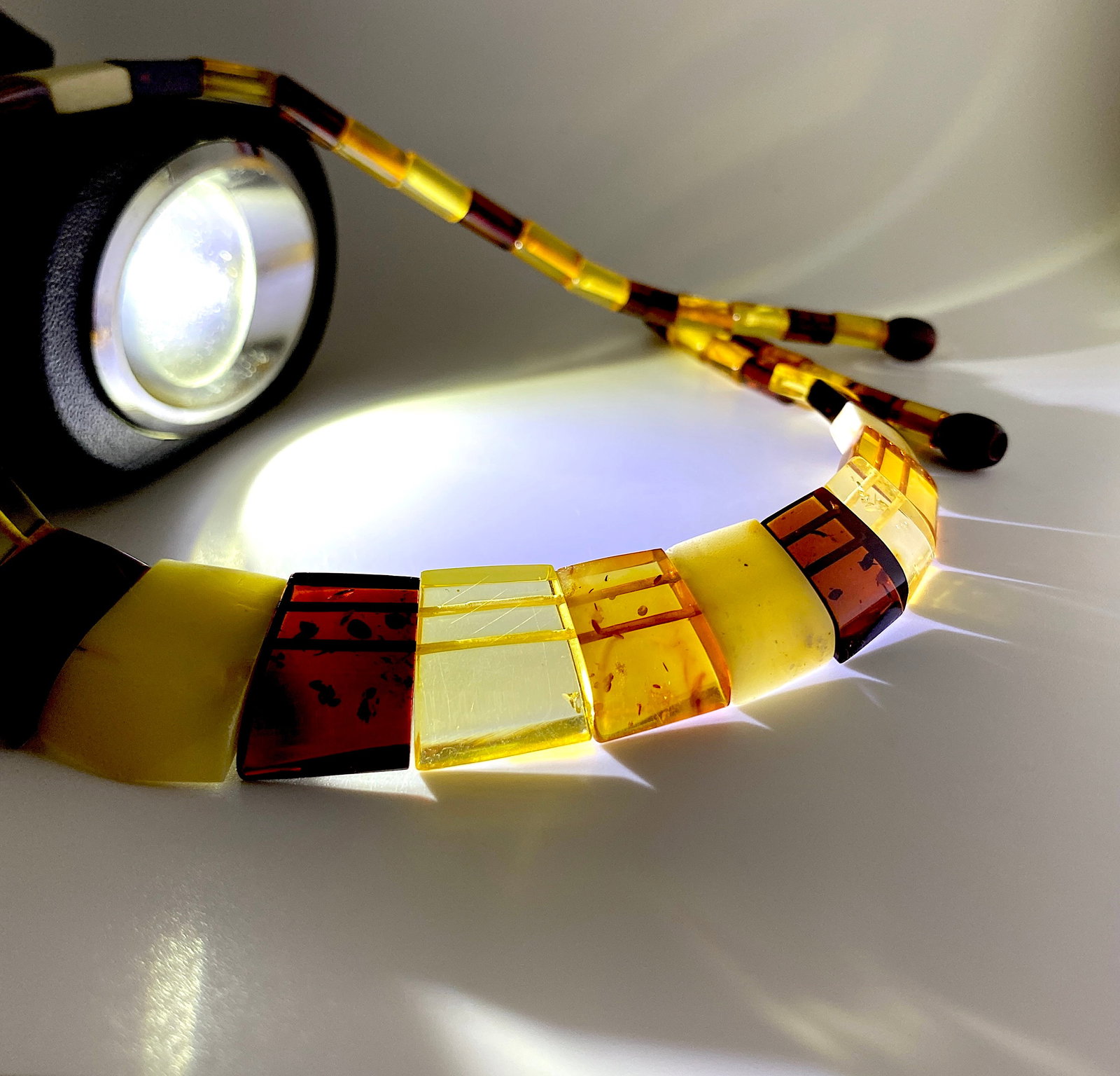 Amazing Amber Floral Necklace made from leaf like bead ornaments - 7