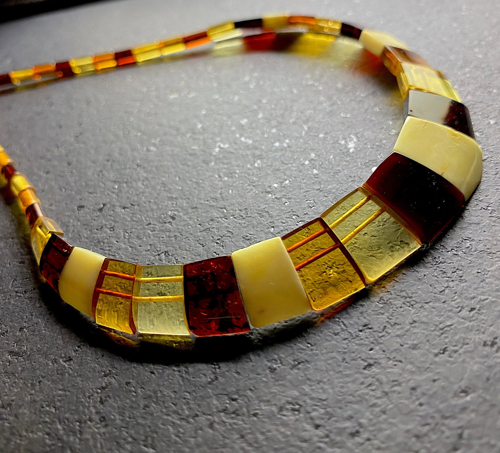 Amazing Amber Floral Necklace made from leaf like bead ornaments - 8