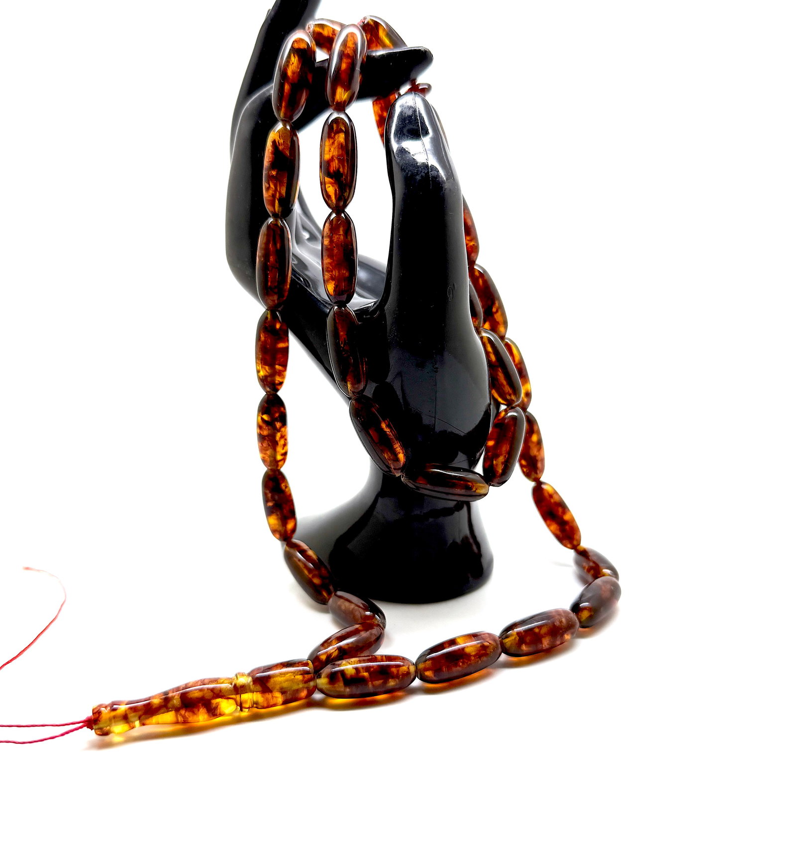 Staggering Vintage Amber Tesbih made from Capsule shaped Amber beads - 11