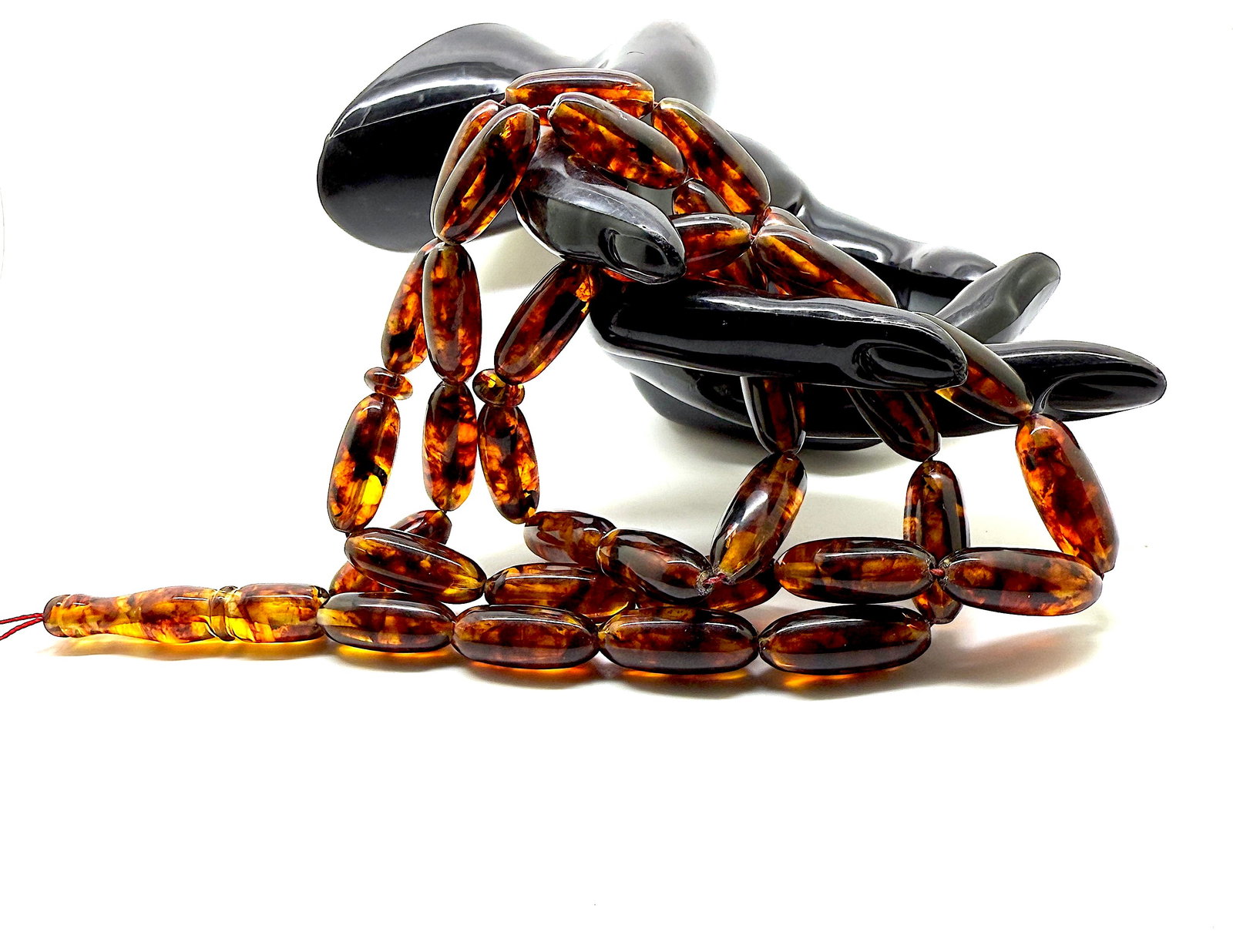 Staggering Vintage Amber Tesbih made from Capsule shaped Amber beads - 8