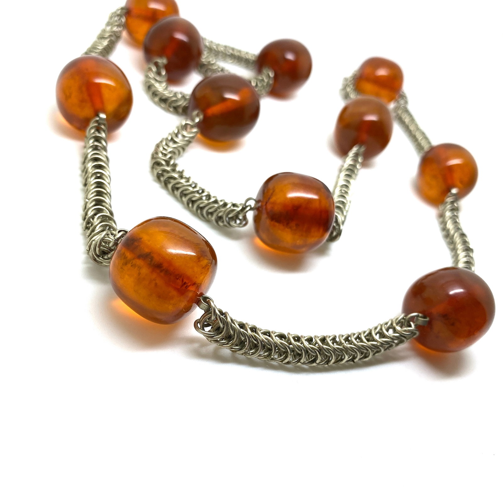 Extraordinary Vintage Amber Necklace made from Round Amber beads - 5