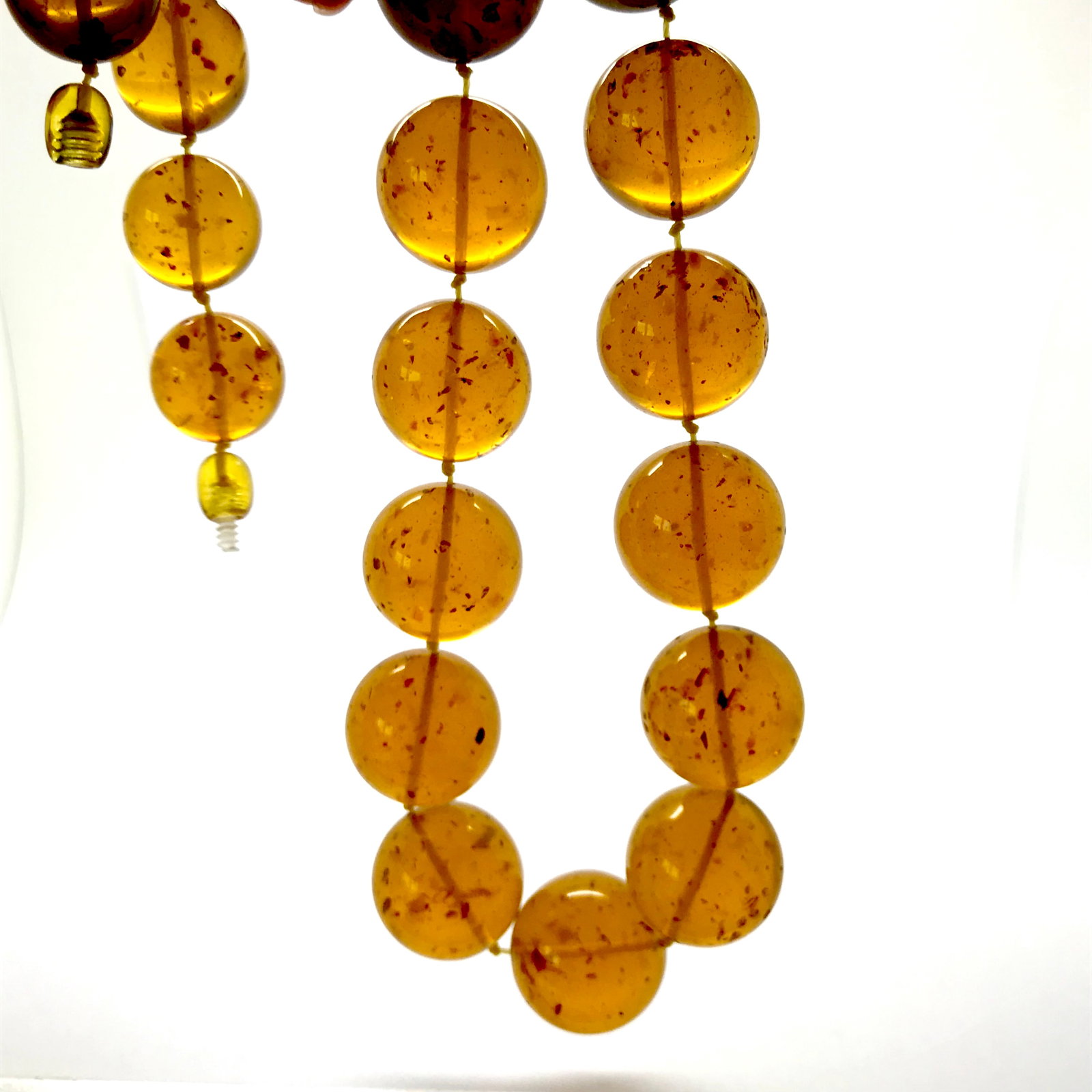 Outstanding Unique Vintage Amber resin Necklace made from Round Amber resin beads - 8