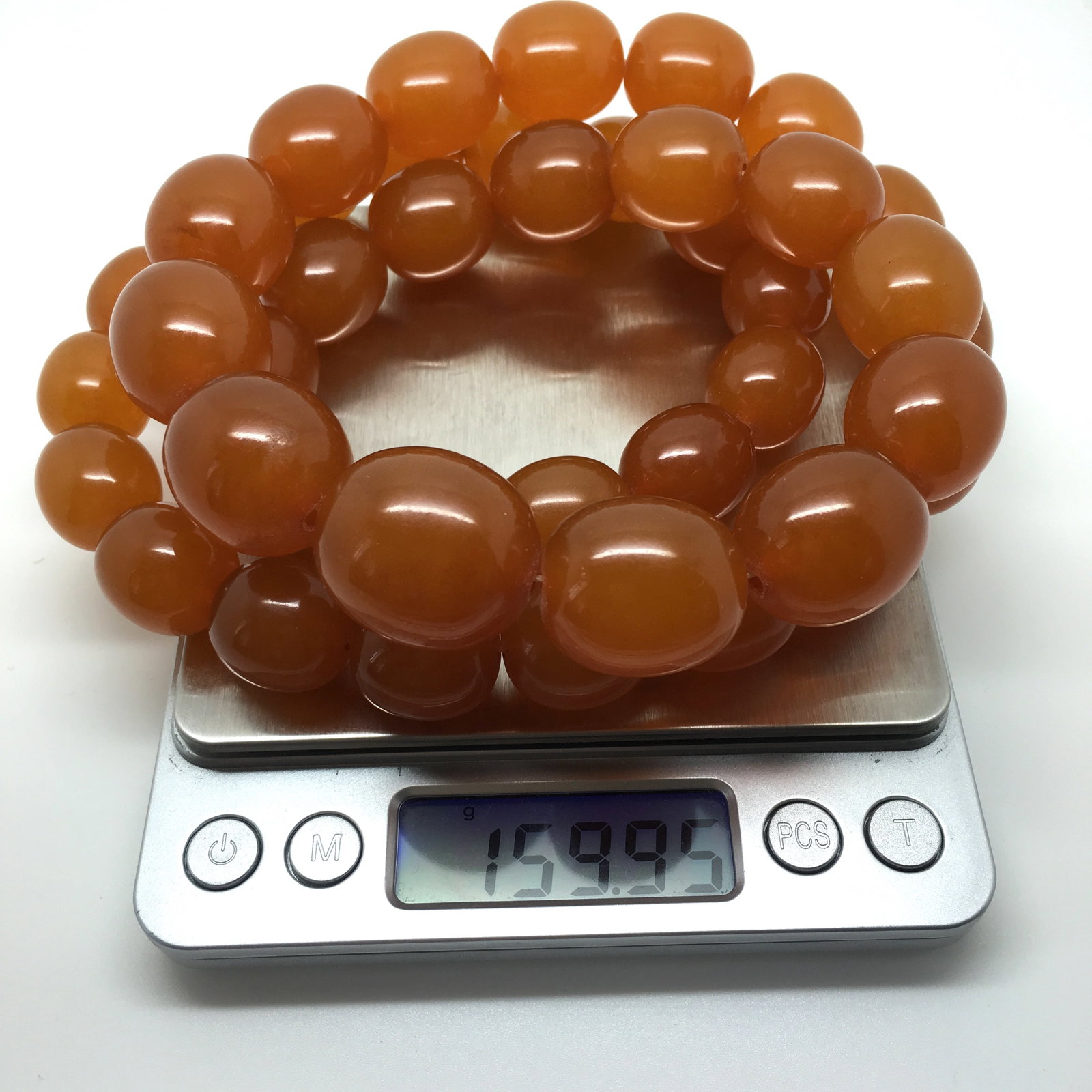 Staggering Unique Vintage Amber Necklace made from Olive shaped Amber beads - 6