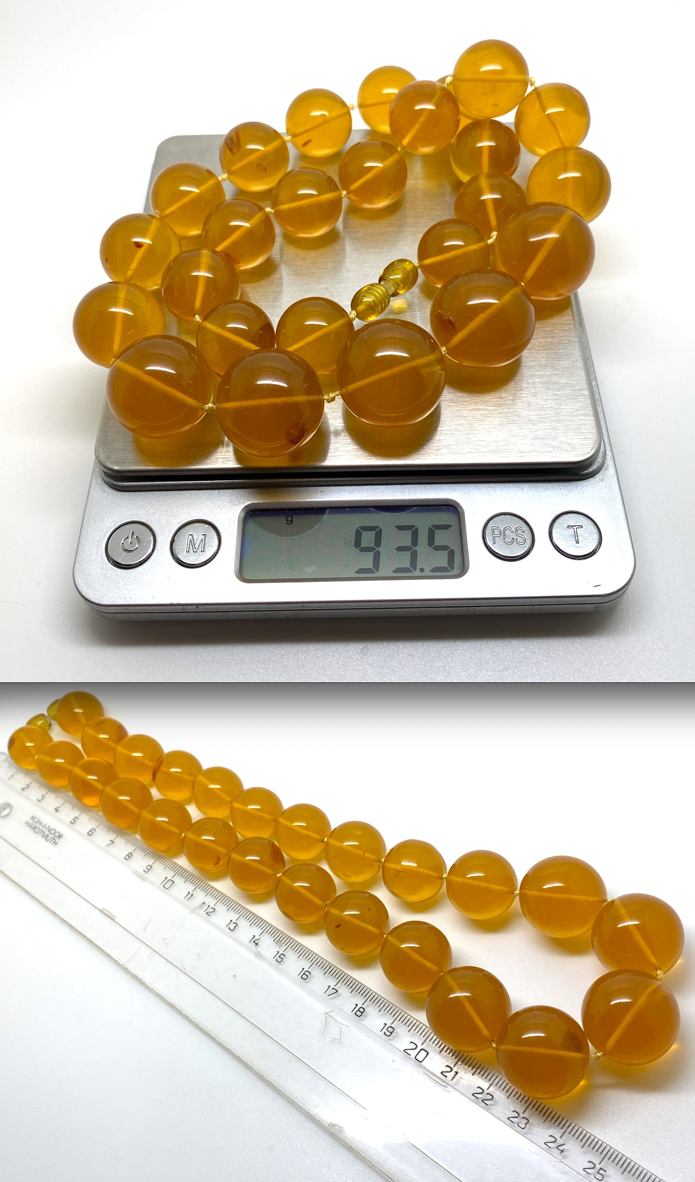 Remarkable Amber Necklace made from Round Amber beads - 8