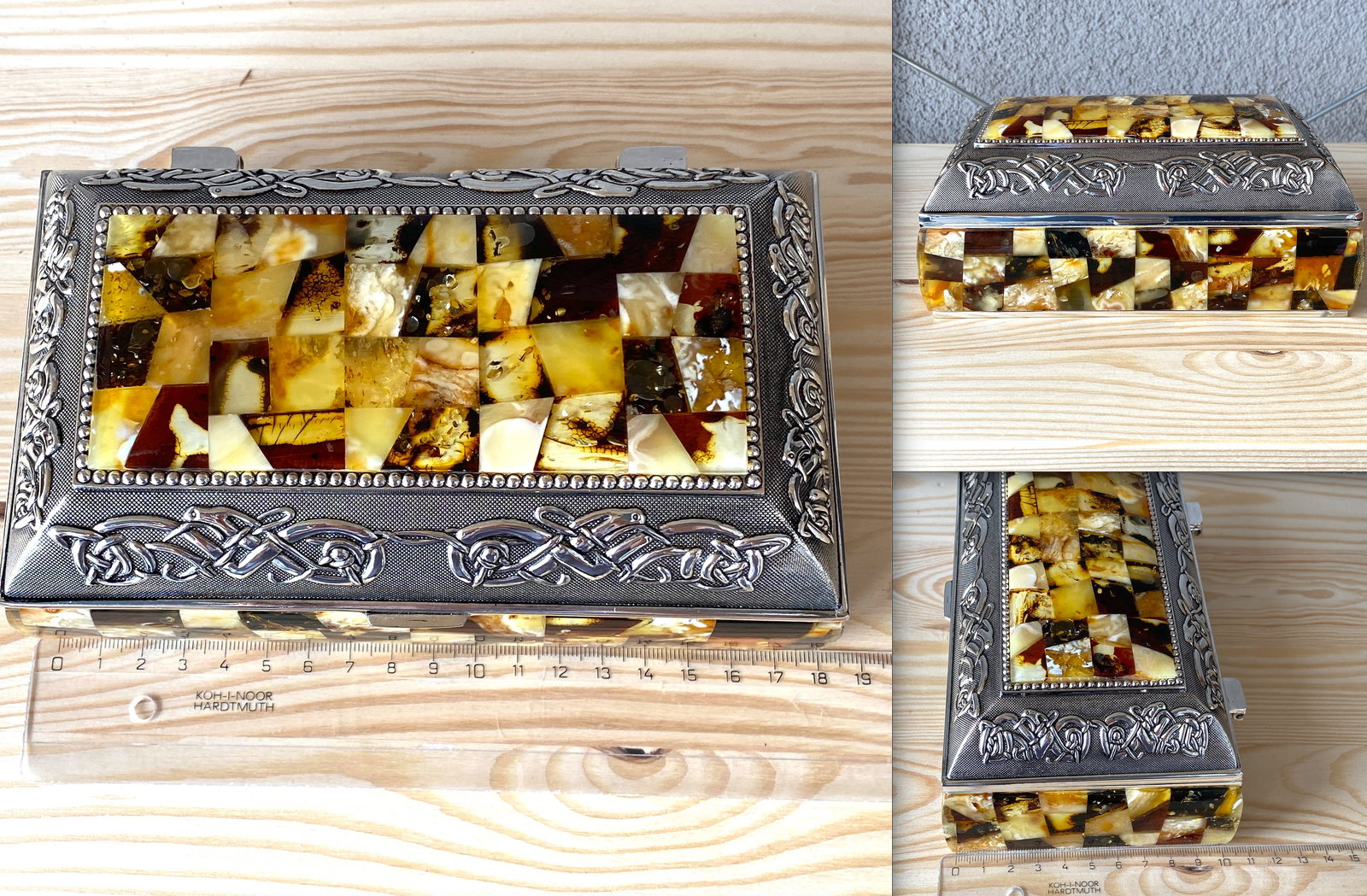 Antique Amber Jewellery box - 8