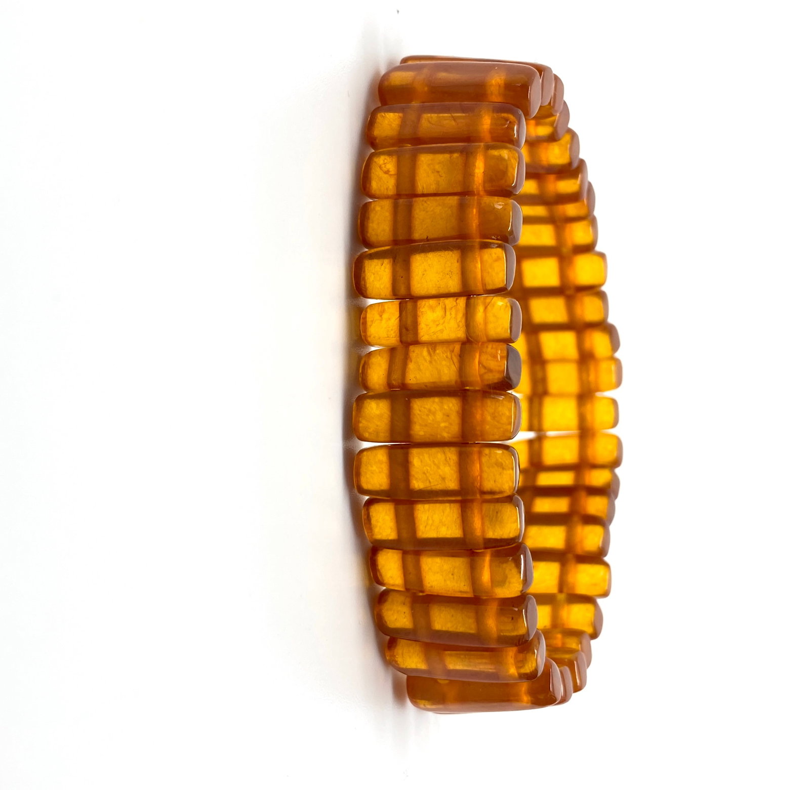 Grand Vintage Amber Bracelet made from Rectangle shaped Amber beads - 6