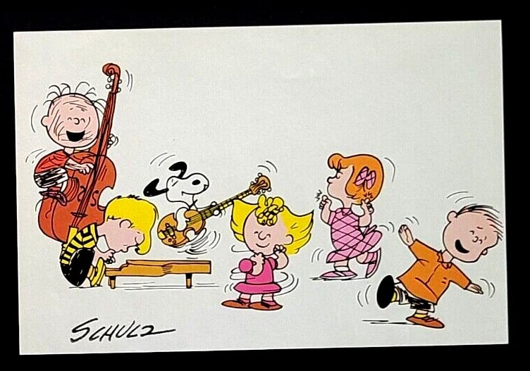 1968 Peanuts Christmas Snoopy Art Signed Schulz in New Silver Frame - 3