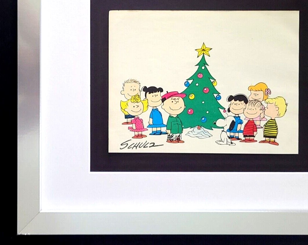 Charles Schulz Snoopy Peanuts Signed 1968 Christmas Cartoon Print Framed - 3