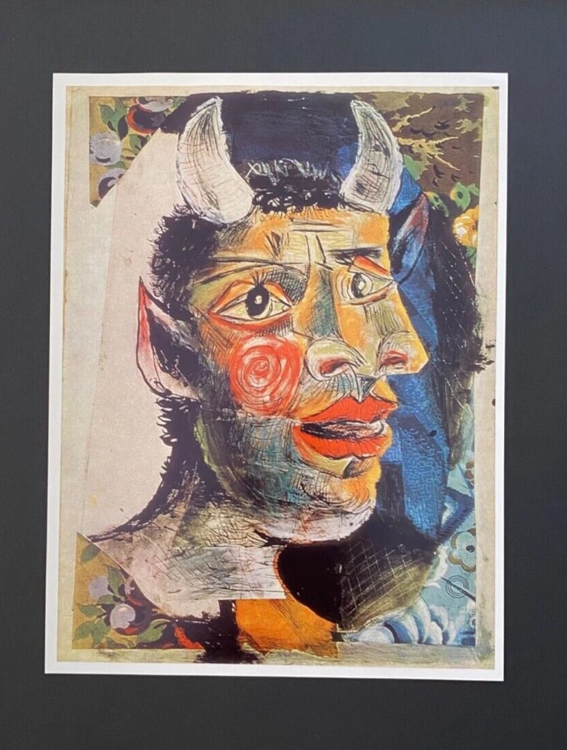 PABLO PICASSO 1961 PRINT MINOTAUR + VINTAGE + MOUNTED AND FRAMED + BUY IT NOW! - 3