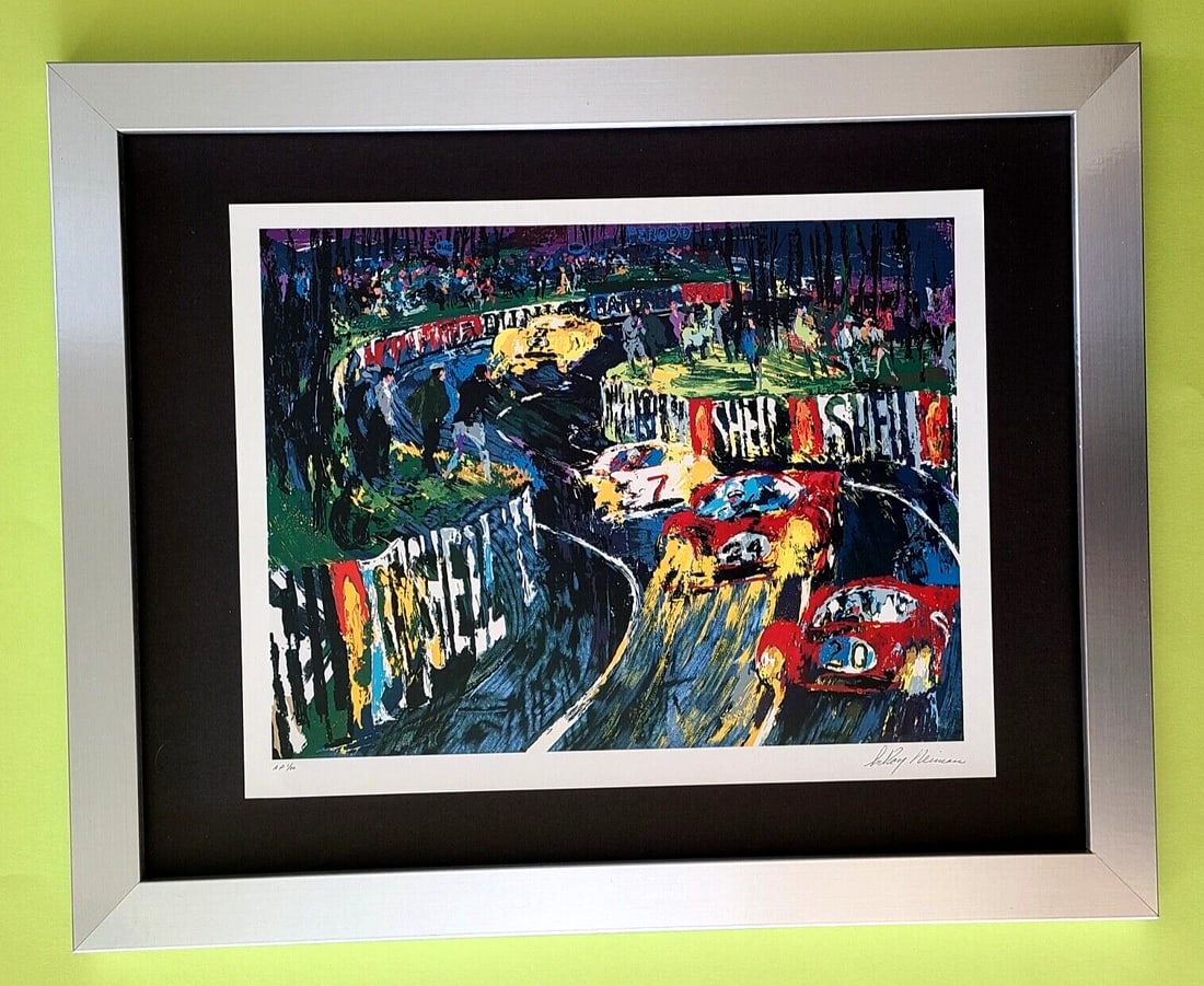 LEROY NEIMAN + 1990 VINTAGE SIGNED PRINT FRAMED + 24 HOURS LEMANS - 2