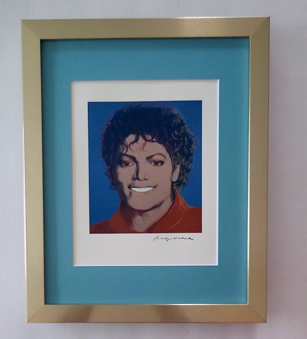 ANDY WARHOL + GORGEOUS 1980's SIGNED + MICHAEL JACKSON + PRINT MATTED & FRAMED - 2