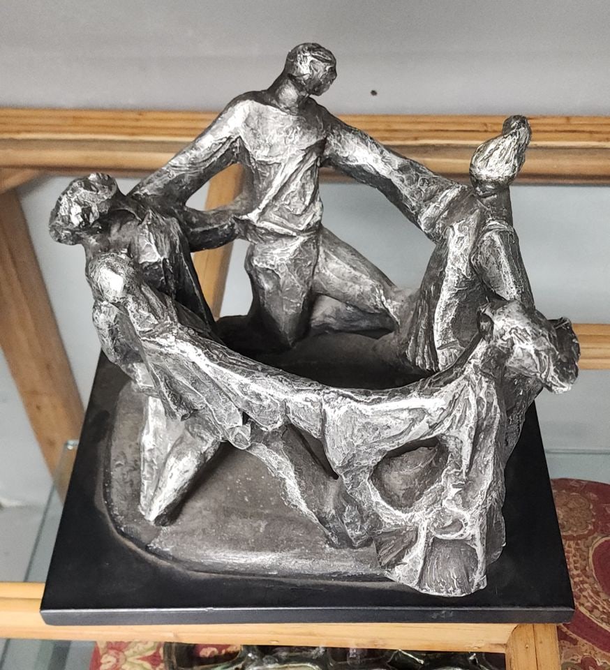 Mid-Century Brutalist Sculpture of Judeo Hora Dance by Klara Server for Austin Productions Circa 70s - 3