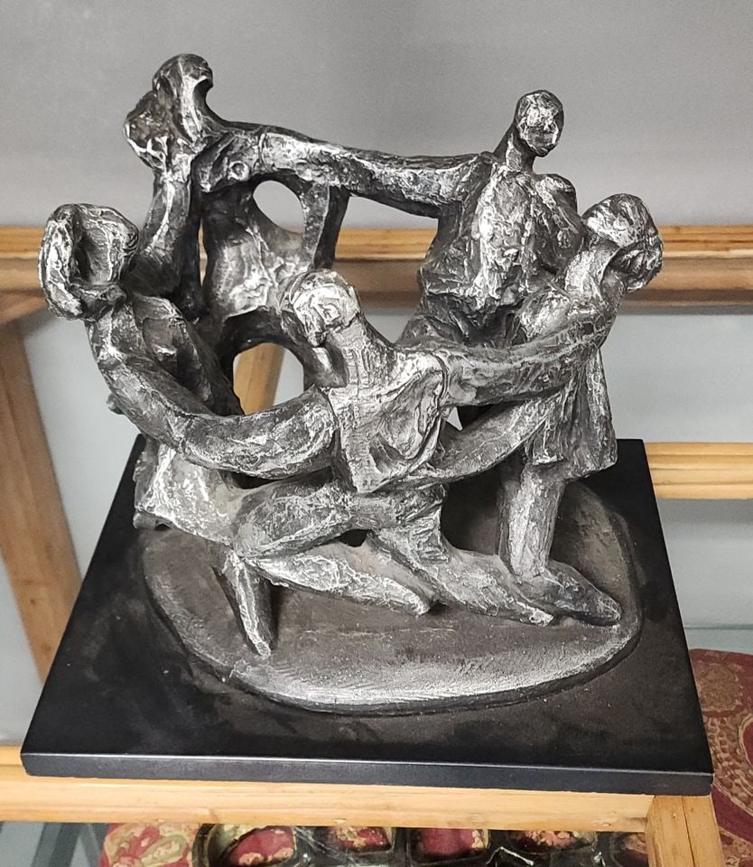 Mid-Century Brutalist Sculpture of Judeo Hora Dance by Klara Server for Austin Productions Circa 70s - 6