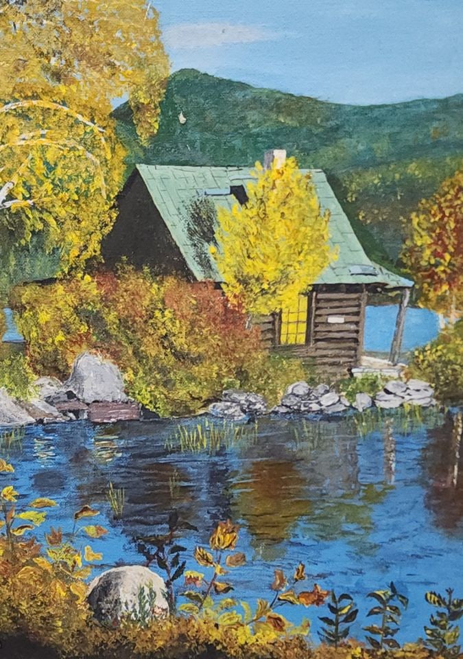 H. RICHARD.. vintage oil painting w/ artful country landscape. Beautifully framed. 18"x24" - 2