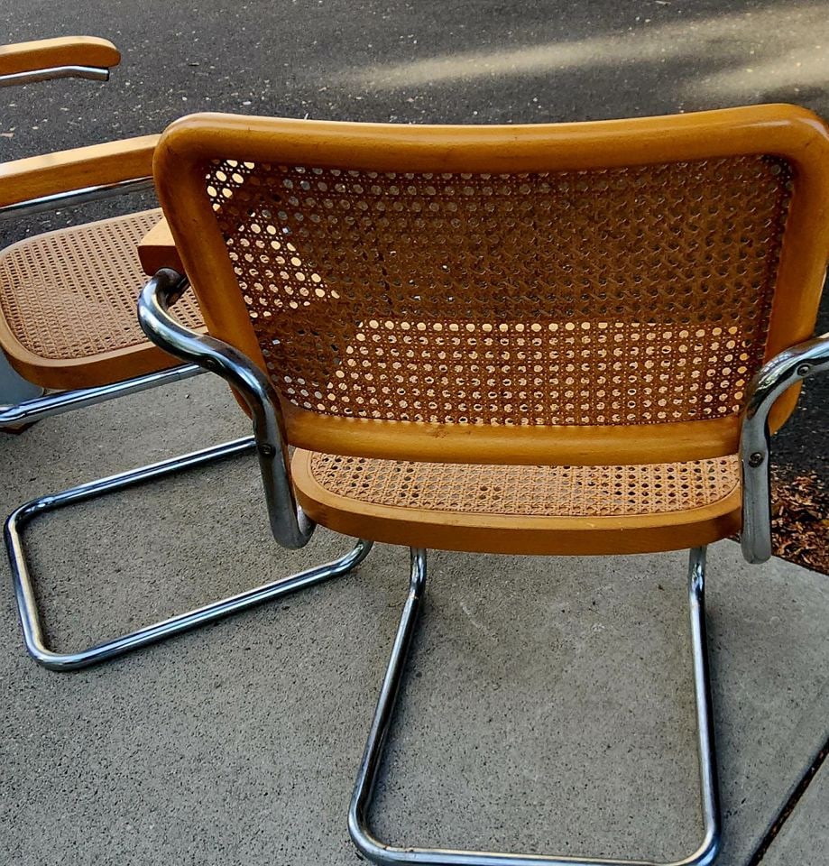 Pair of Mid-Century Cesca Italian Side Chairs by Marcel Breuer. Original designed 1928 as at MoMa. - 7