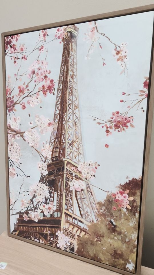 Allison Pearce "Paris in the Spring" Giclee impasto oil print w/ wonderful cherry blossoms. - 2