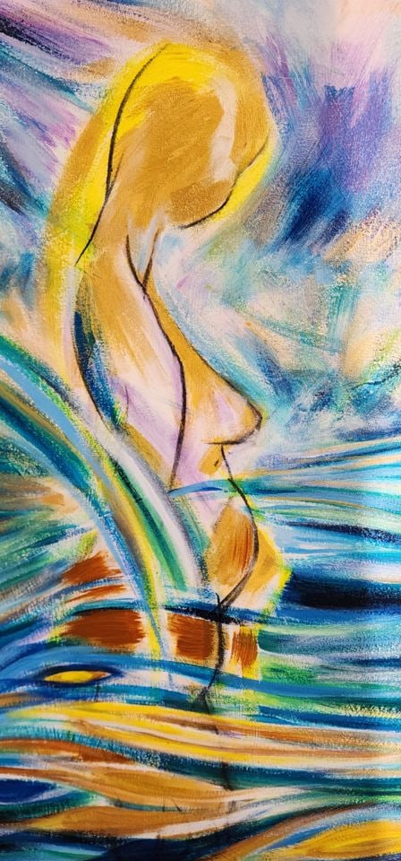 Jean Tansey ultra-large post modern abstract impressionist oil painting of female figure - 2