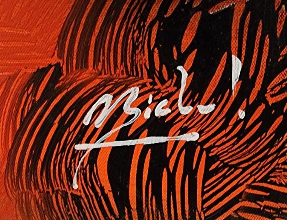 Vintage Modern set of 3 impasto-style abstract paintings (triptych), - 2