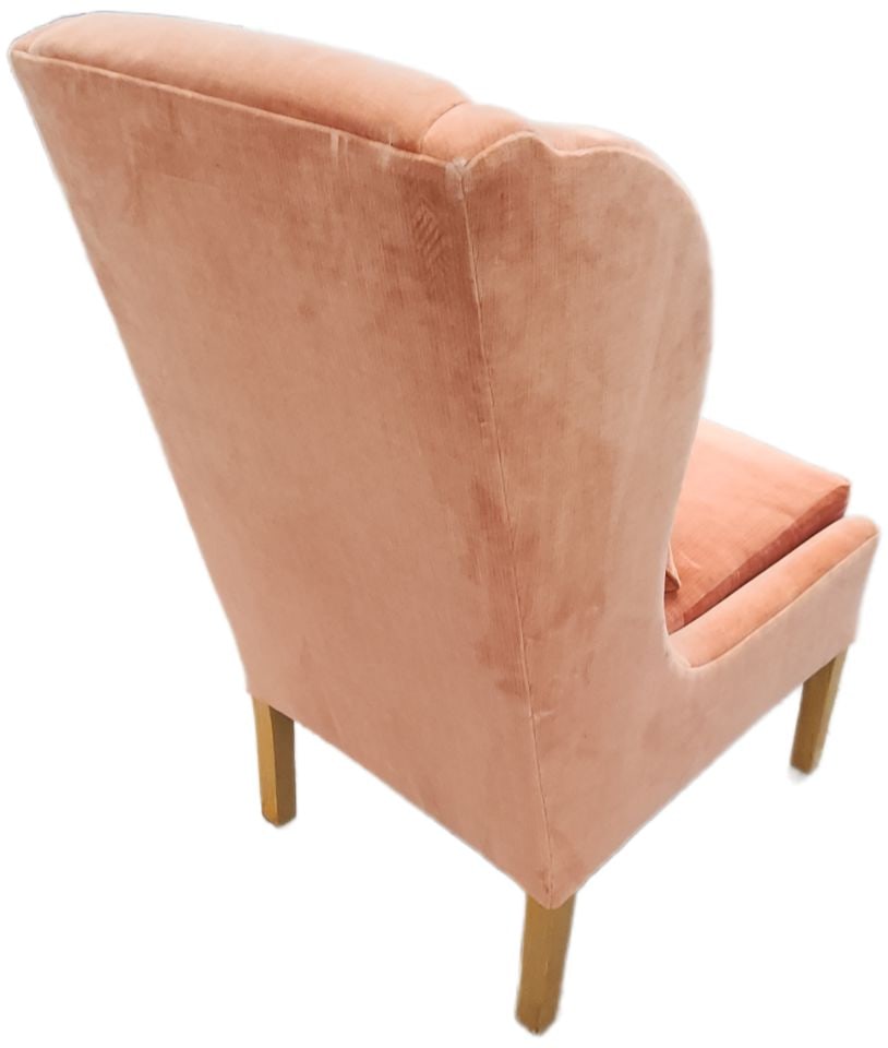 Vintage deco hi back upholstered accent club chair w/ distinctive orange velvet fabric - 4