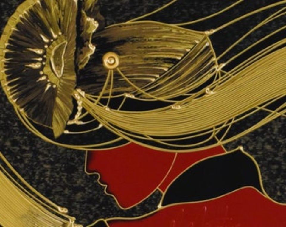 Martiros Manoukian, Ltd Edition Deco Mixed-Media silkscreen under glass, "Golden Grace" - 2