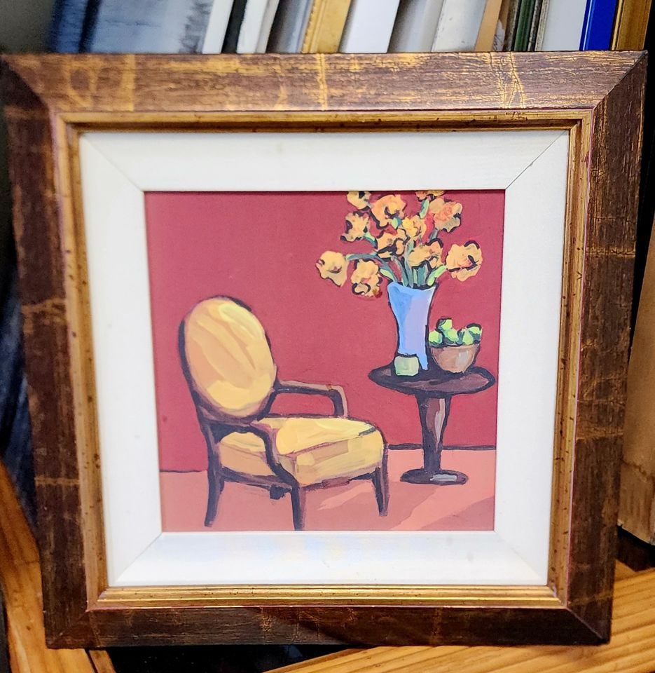 Two vintage framed still lifes, Red Room l & Red Room II by Virginia Dauth made for The Bombay Co. - 2