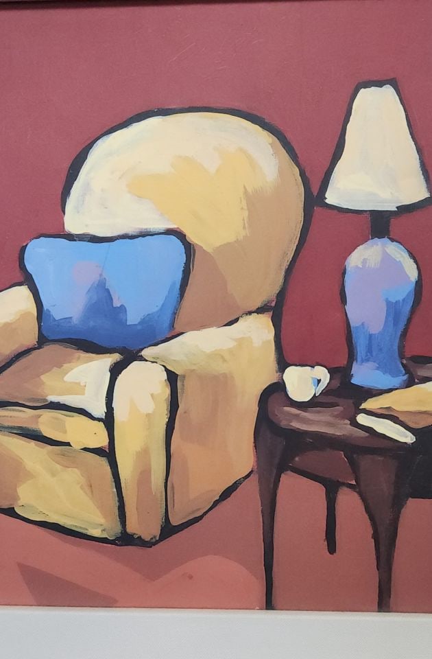 Two vintage framed still lifes, Red Room l & Red Room II by Virginia Dauth made for The Bombay Co. - 3