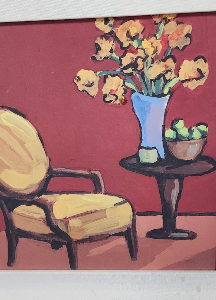 Two vintage framed still lifes, Red Room l & Red Room II by Virginia Dauth made for The Bombay Co. - 4