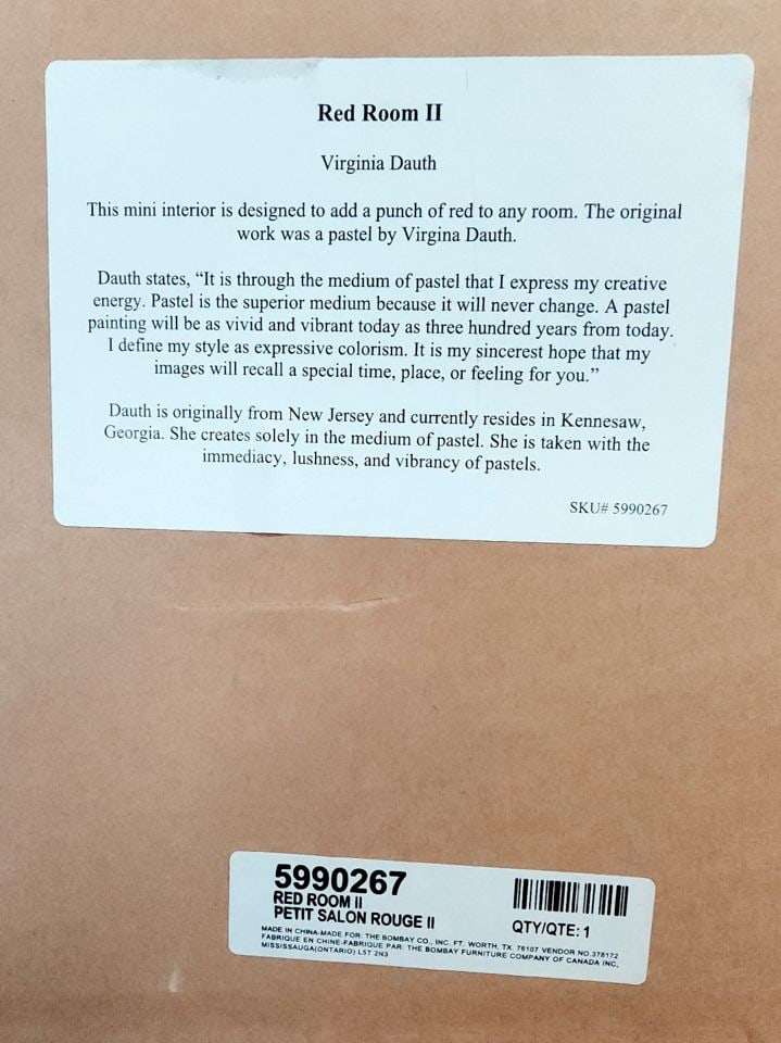 Two vintage framed still lifes, Red Room l & Red Room II by Virginia Dauth made for The Bombay Co. - 6