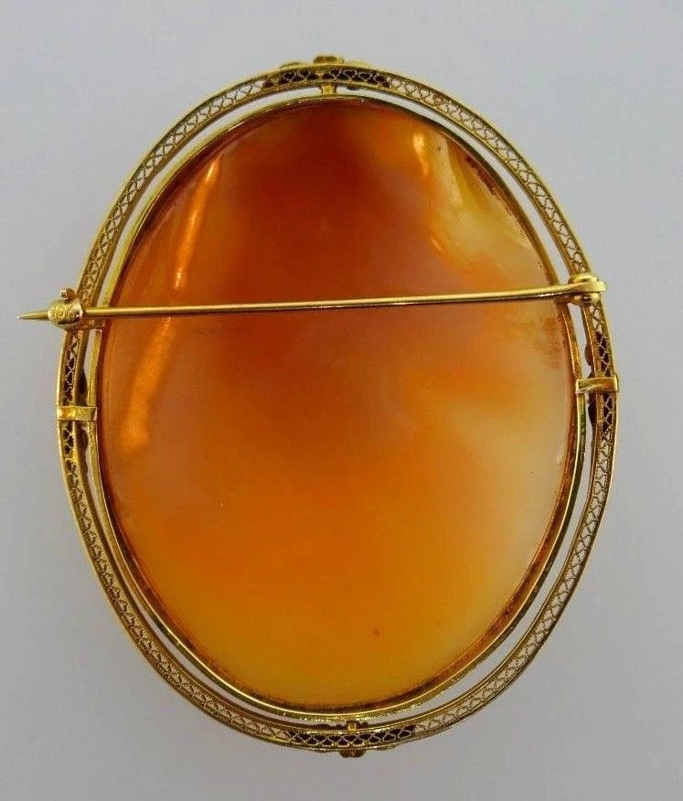 10k Yellow Gold Victorian Carved Cameo Pearl Brooch - 6