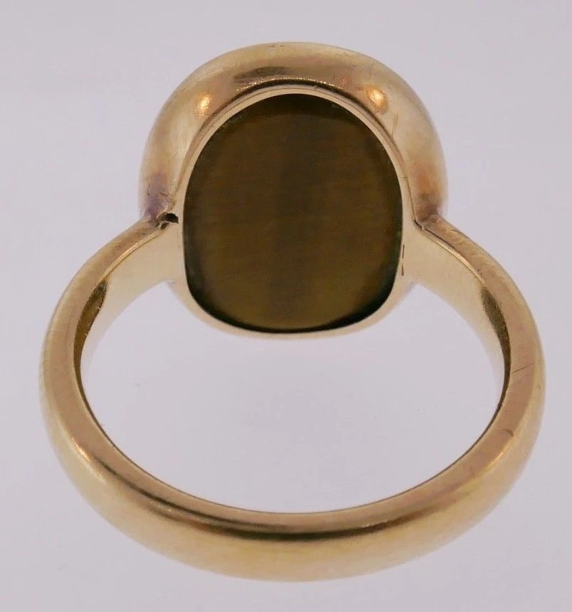 14k Yellow Gold Carved Tiger Eye Ring - 2