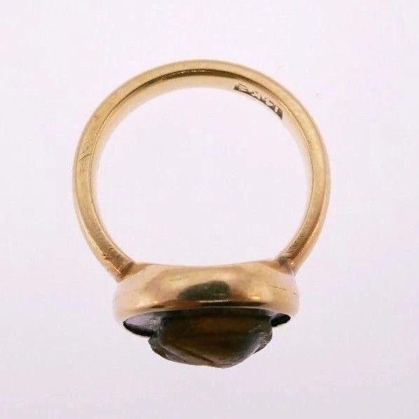 14k Yellow Gold Carved Tiger Eye Ring - 3