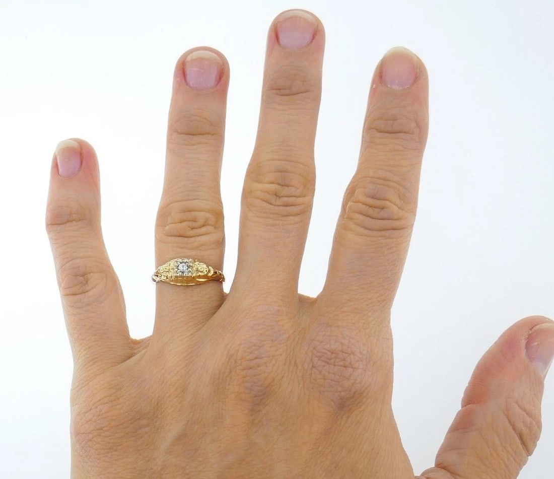 14k Yellow White Gold Diamond Ring - 8