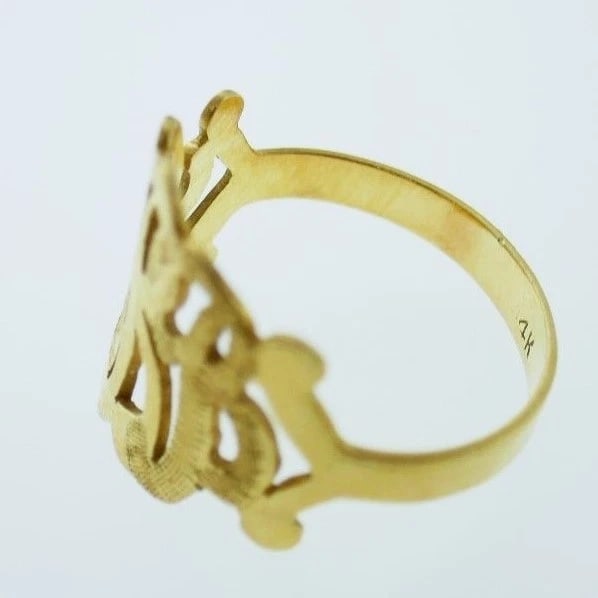 14k Yellow Gold Victorian Filigree Ring - 4