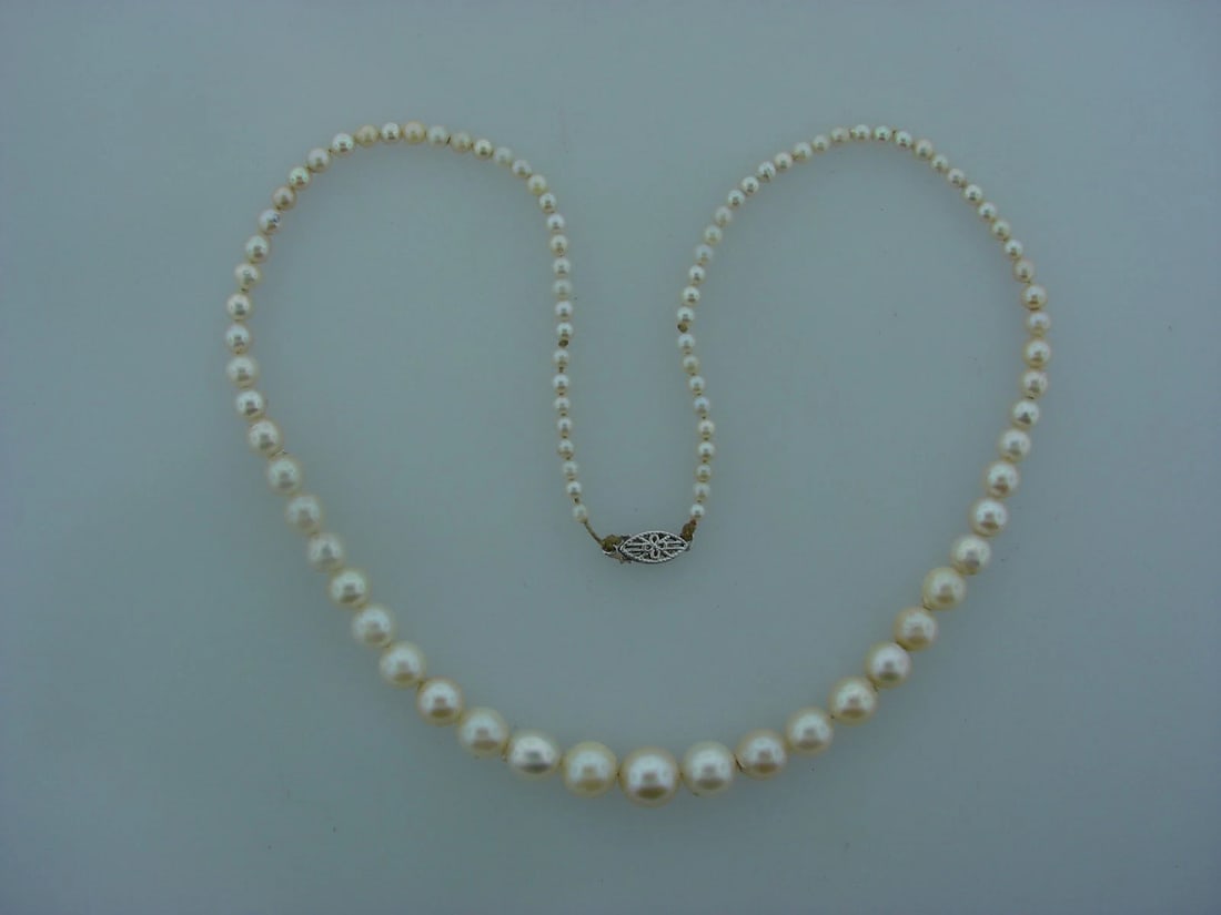 BEAUTIFUL PEARL NECKLACE STRAND 10K WHITE GOLD CLASP - 2