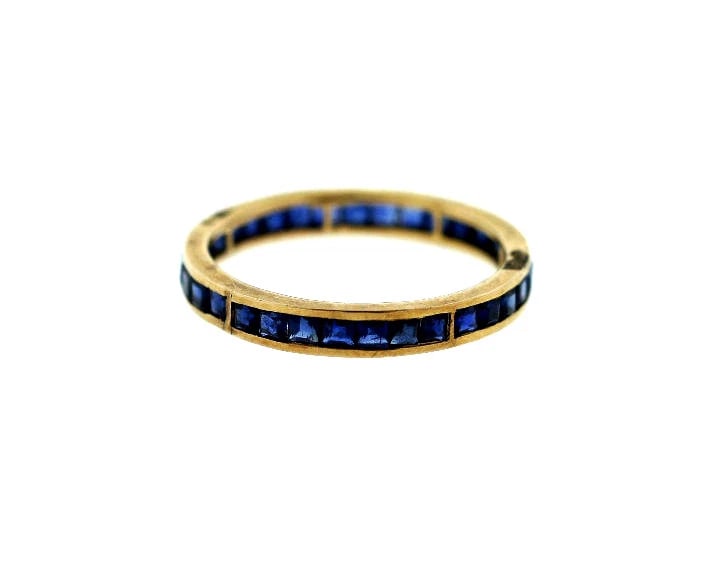 C.1960 VINTAGE 14K YELLOW GOLD SAPPHIRE BAND RING TIMELESS STYLISH - 3