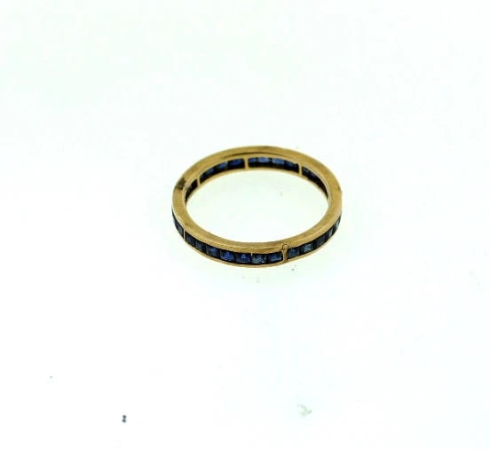 C.1960 VINTAGE 14K YELLOW GOLD SAPPHIRE BAND RING TIMELESS STYLISH - 6