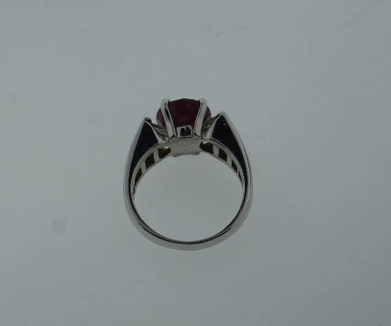 C.1960 VINTAGE Lab Grown RUBY DIAMOND 18K WHITE GOLD RING BAGUETTE STUNNING - 4