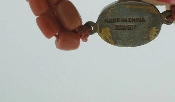 C.1960 VINTAGE STERLING SILVER CLASP MEDITERRIAN CORAL NECKLACE STRAND - 4