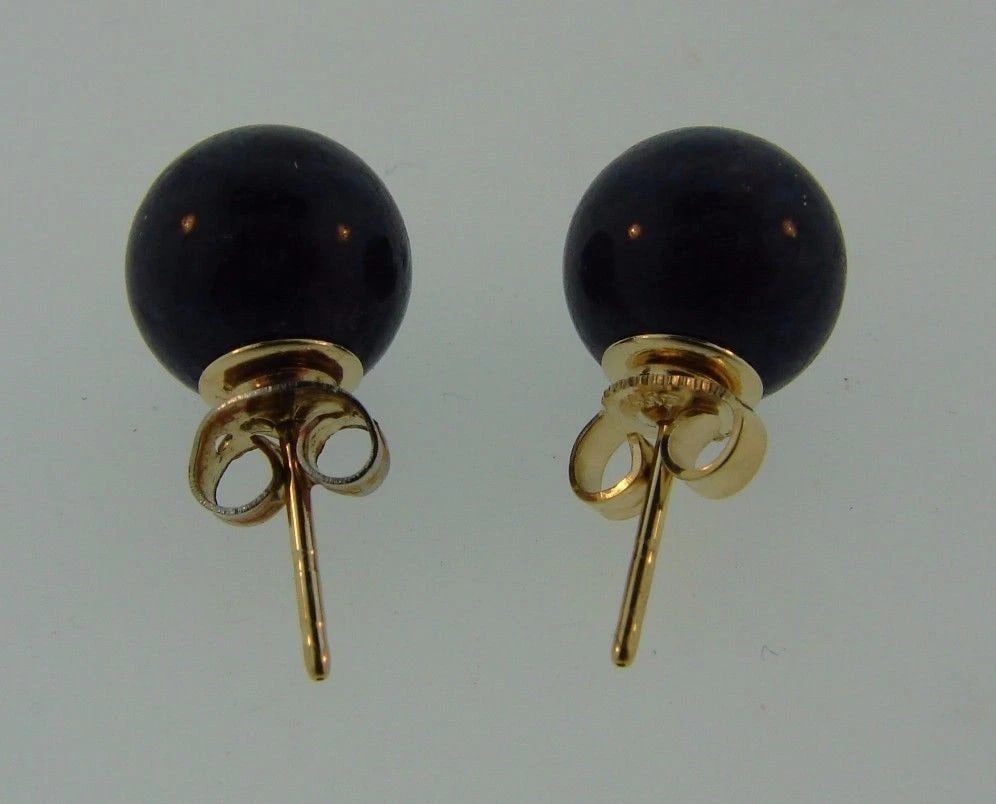 CHIC 14k Yellow Gold & Lapis Stud Earrings - 3