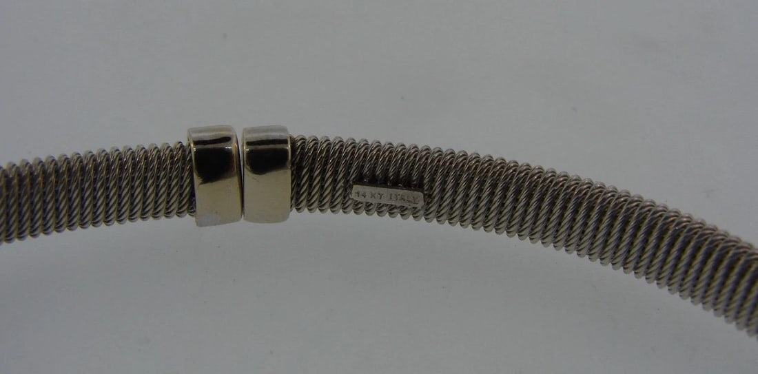CHIC Italian 14k White Gold Mesh Bangle - 5