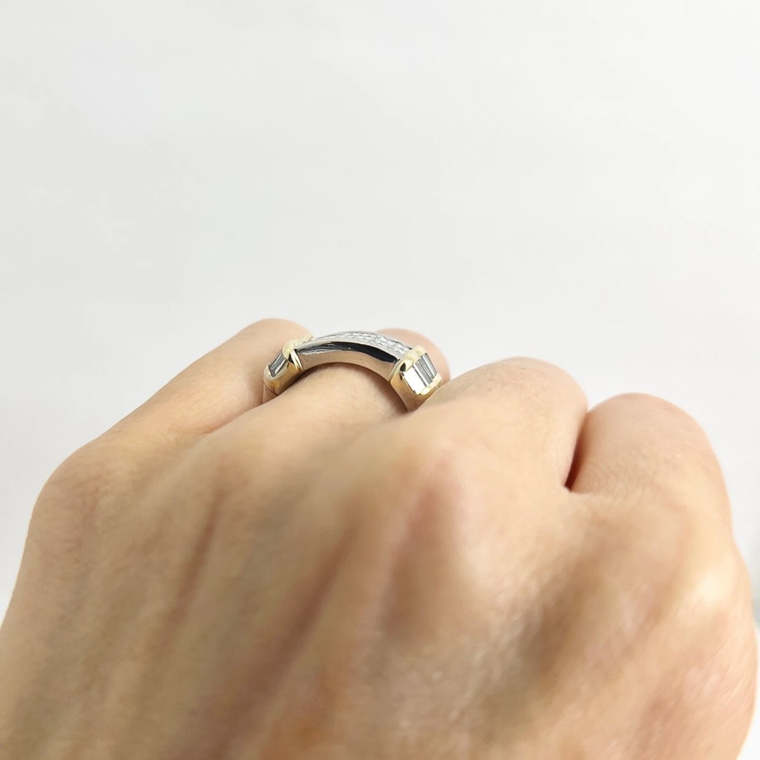 Princess Diamond Invisible Set Two-Tone Band Ring Platinum 18K Gold, 15.86 Gr - 6