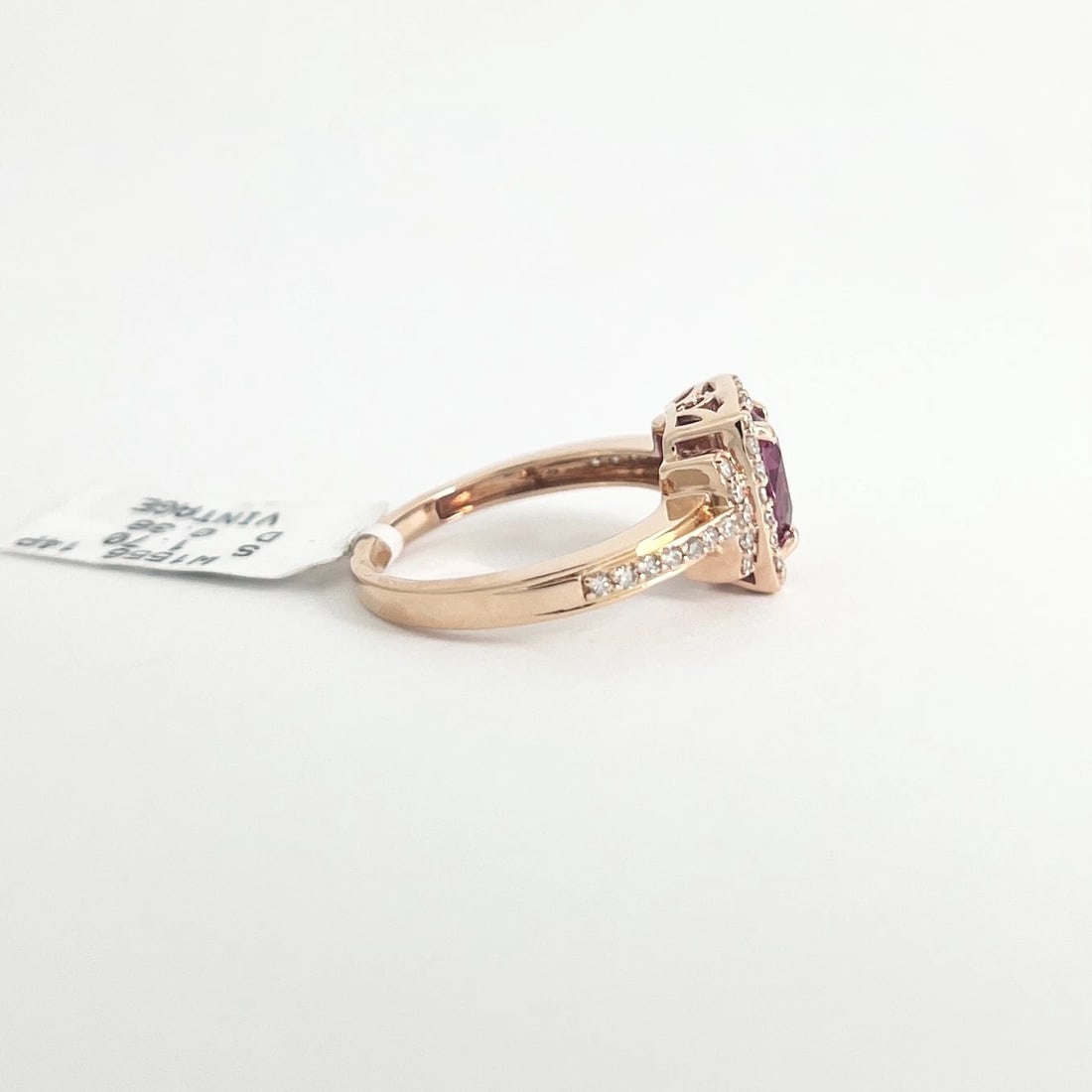 Oval Pink Sapphire Gemstone Diamond Halo Ring 14K Pink Rose Gold 2.08 CTW - 6