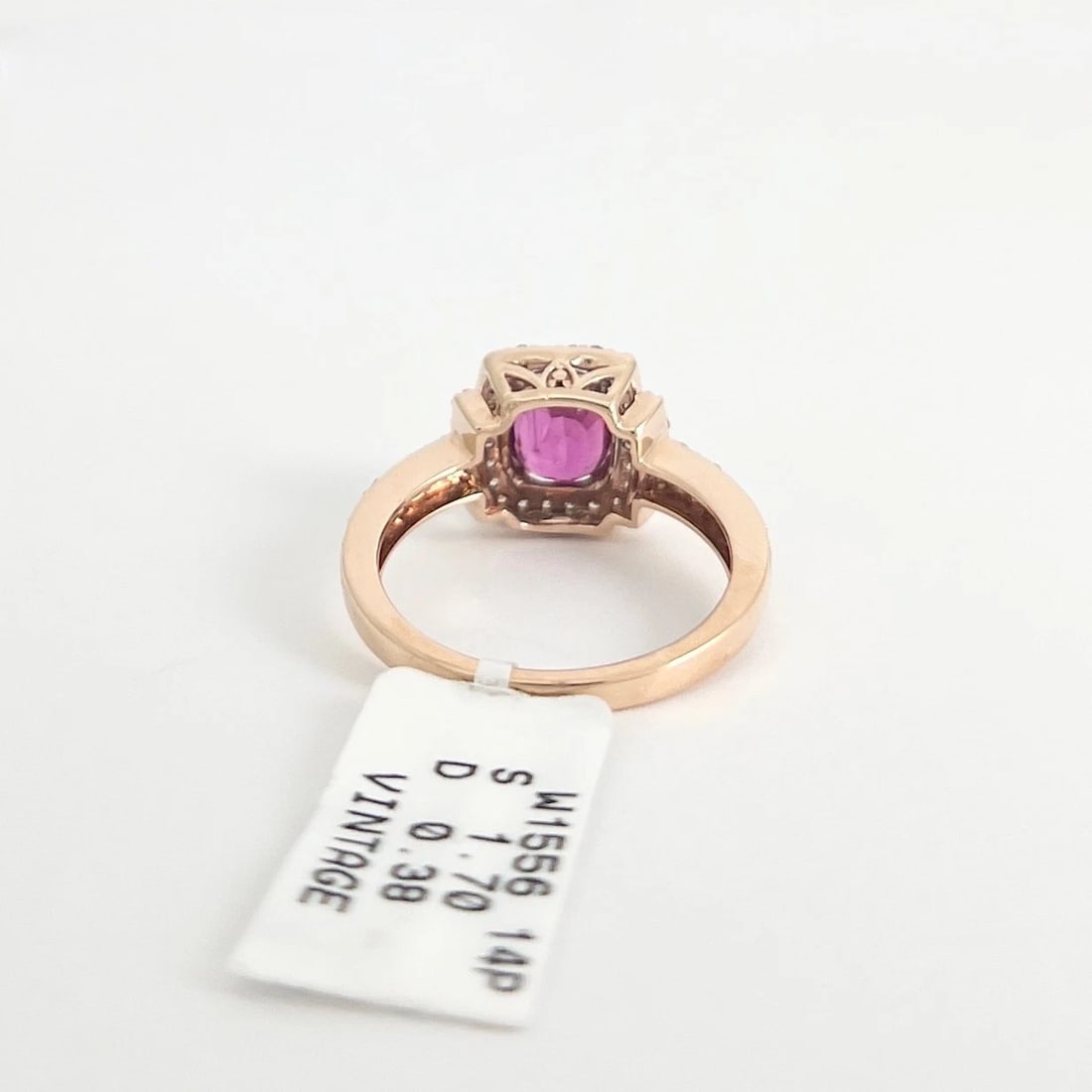 Oval Pink Sapphire Gemstone Diamond Halo Ring 14K Pink Rose Gold 2.08 CTW - 7