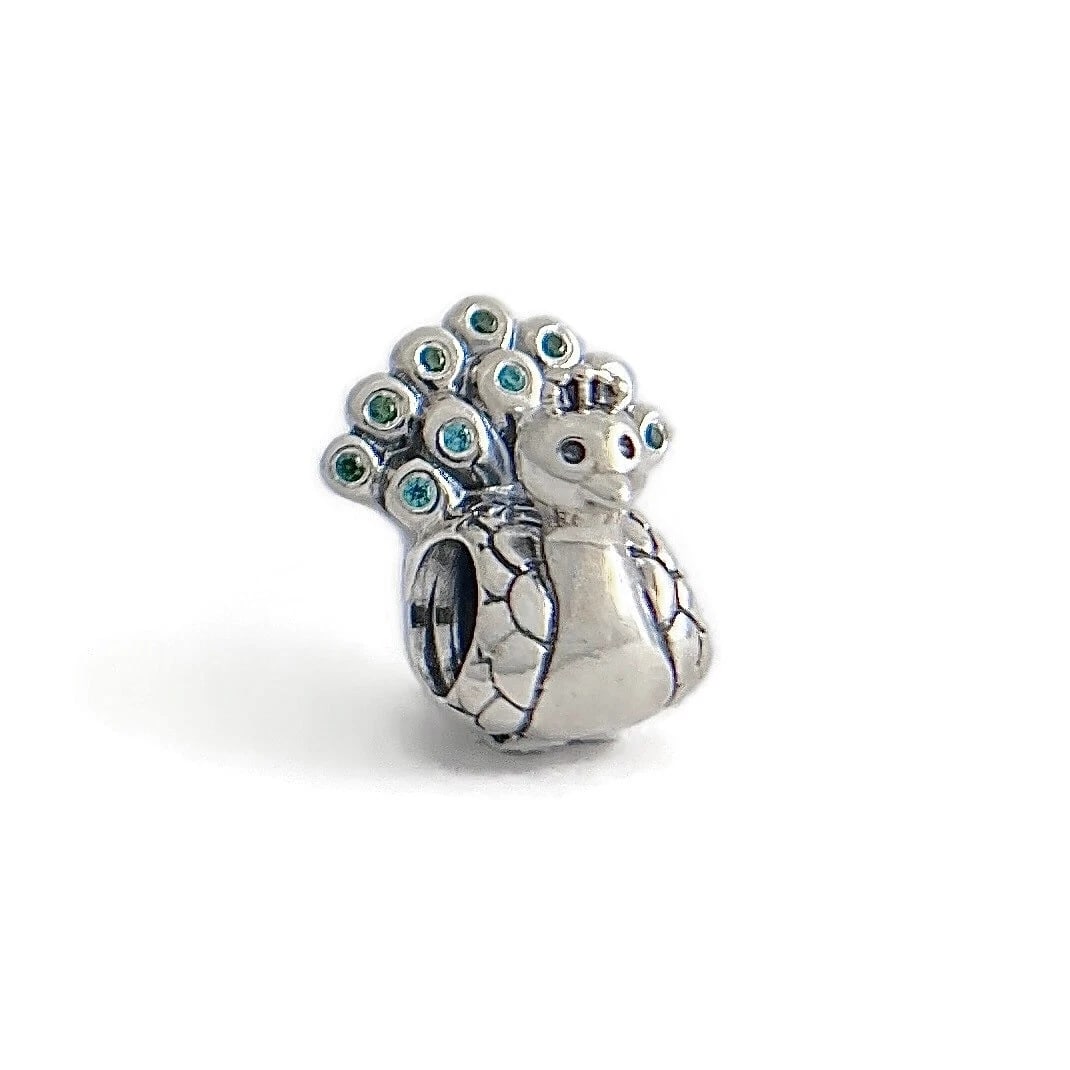 Pandora Retired Peacock Slider Bead Charm Sterling Silver, 4.22 Grams - 2