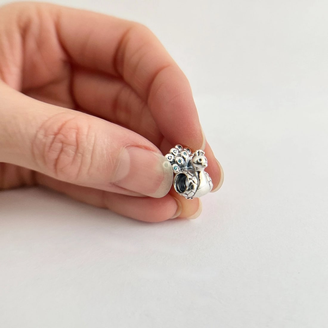 Pandora Retired Peacock Slider Bead Charm Sterling Silver, 4.22 Grams - 3